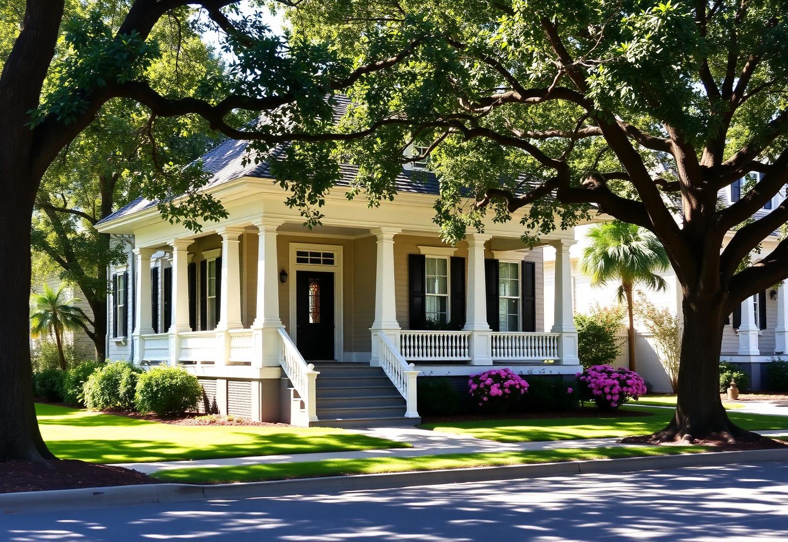 1920s craftsman bungalow with a deep porch in midtown Savannah